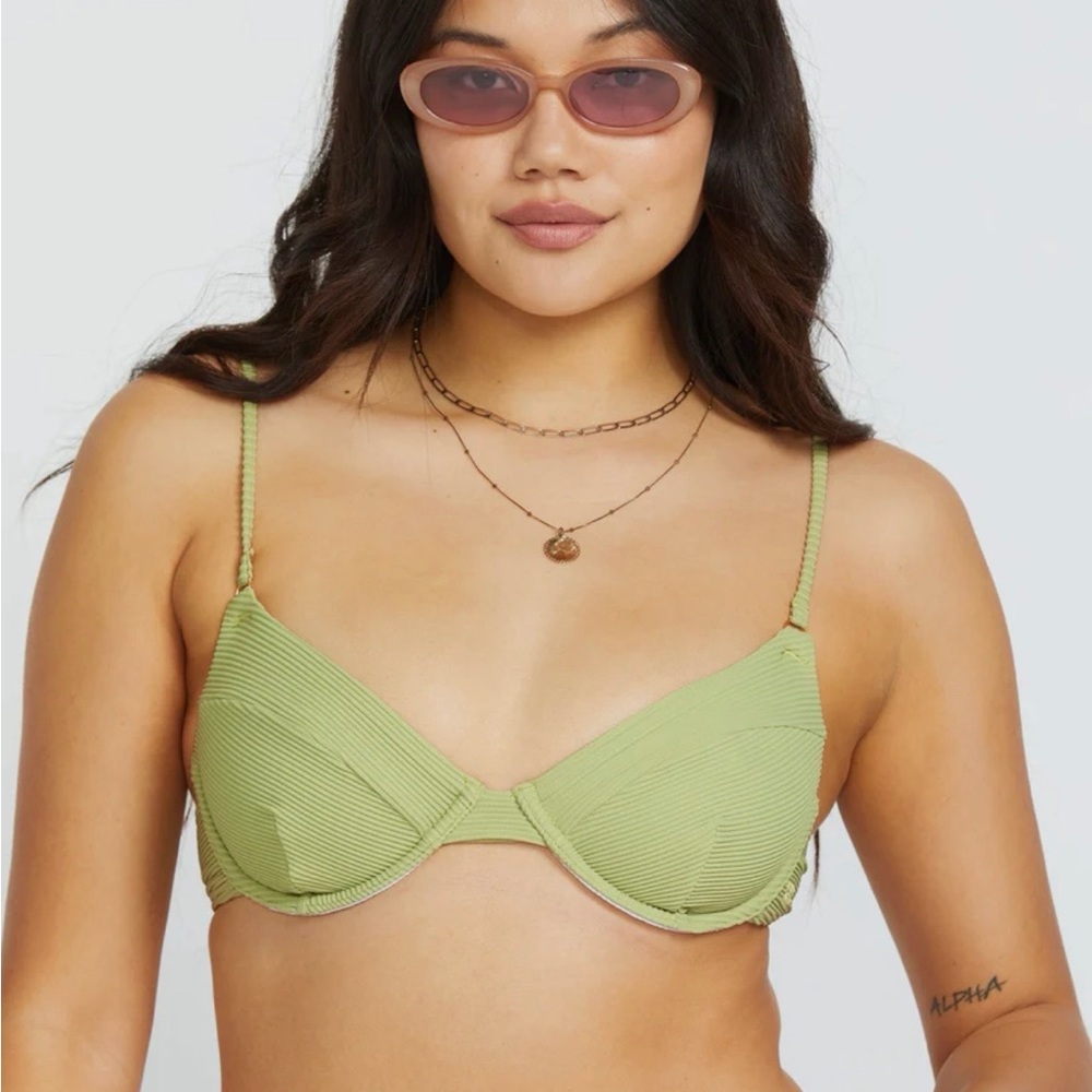 Billabong Light Green Ribbed Bikini Top